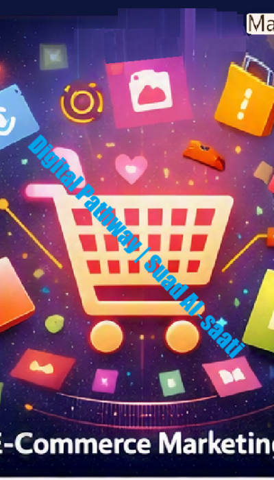 Digital Pathway Suad Al‑saati E‑Commerce Marketing Products orbit the symbol of shopping, reaching the world with digital light
